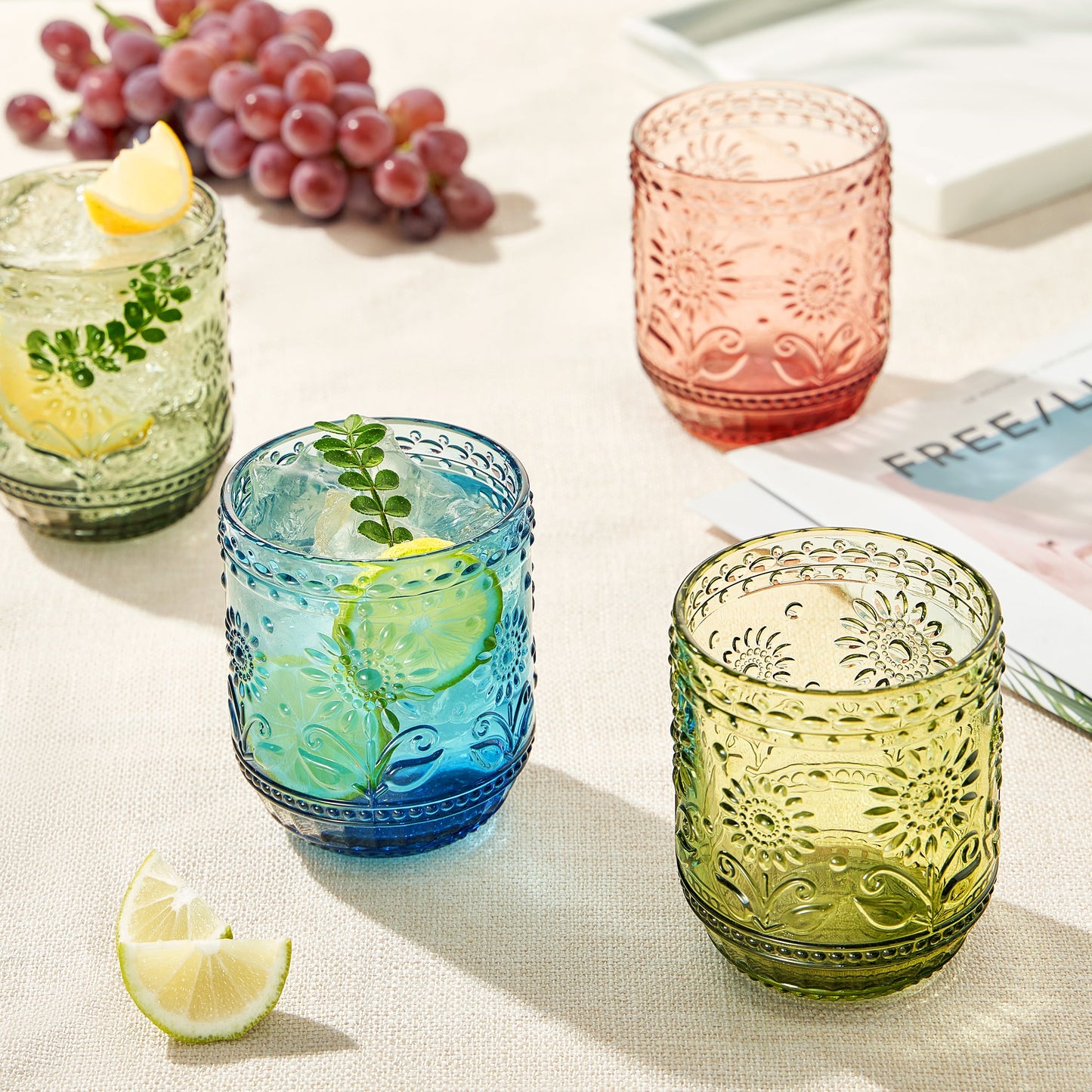 Monet Lowball Tumbler Set of Four 12 Oz Glasses