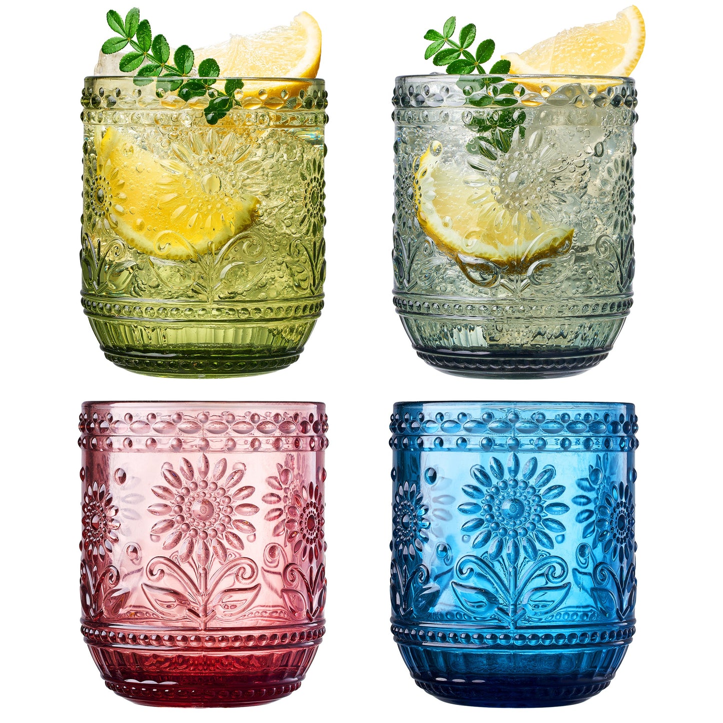Monet Lowball Tumbler Set of Four 12 Oz Glasses