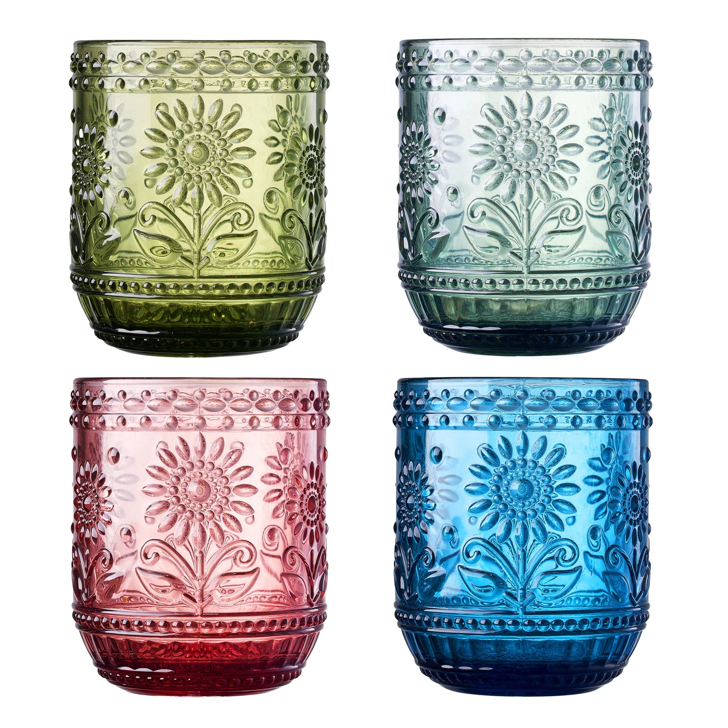 Monet Lowball Tumbler Set of Four 12 Oz Glasses