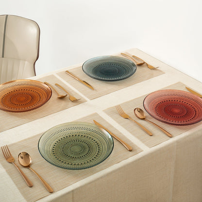Tonal Hobnail Glass Plates Set of 4 Inches
