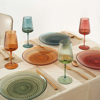 Set Of Six 10 Inch Hobnail Glass Dinner Plates