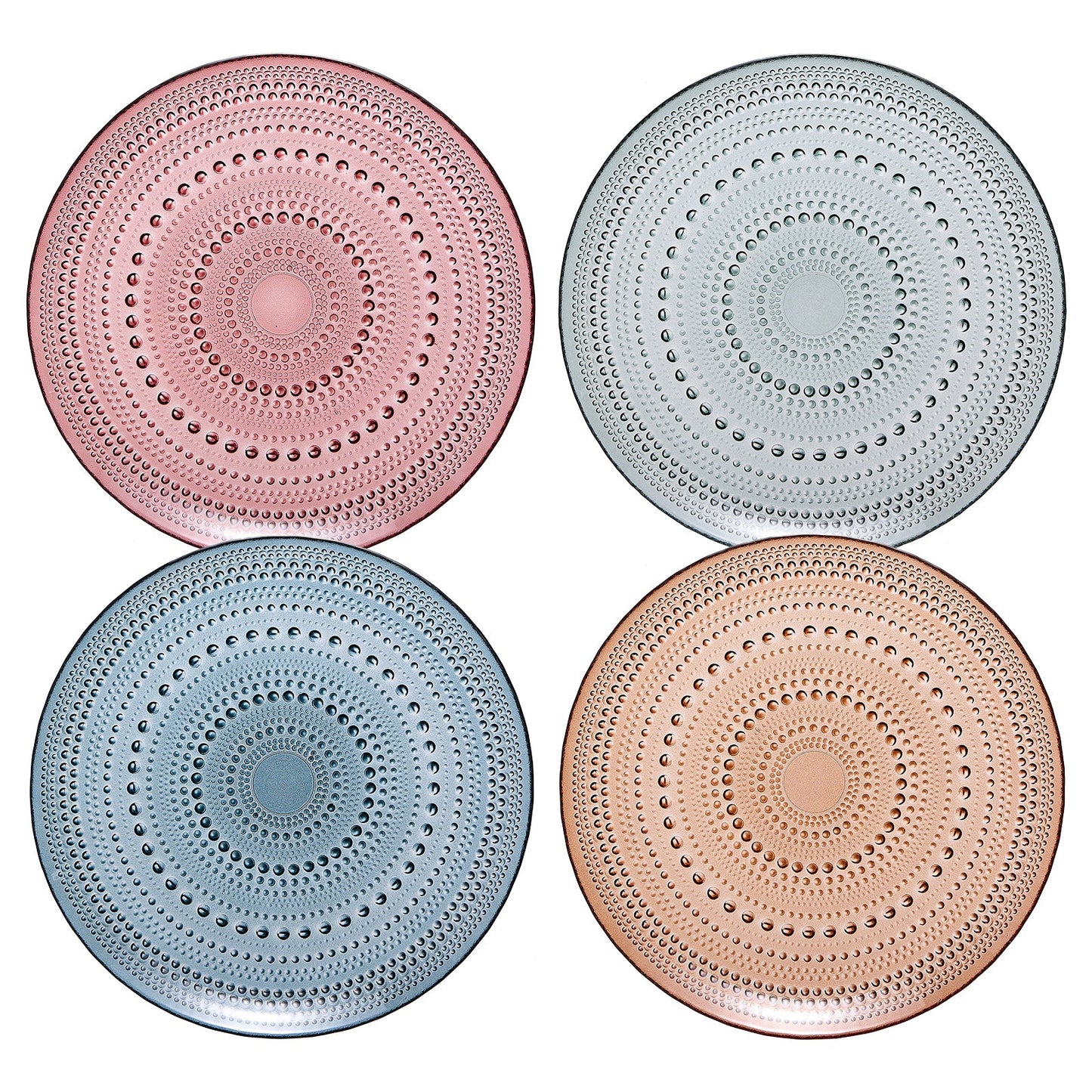 Tonal Hobnail Glass Plates Set of 4 Inches