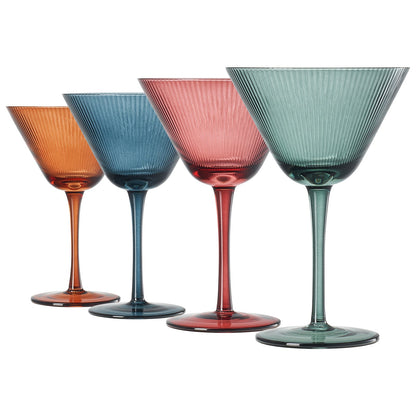 Tonal Set of Four Martini and Cocktail Glasses