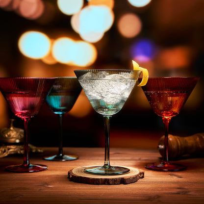 Tonal Set of Four Martini and Cocktail Glasses