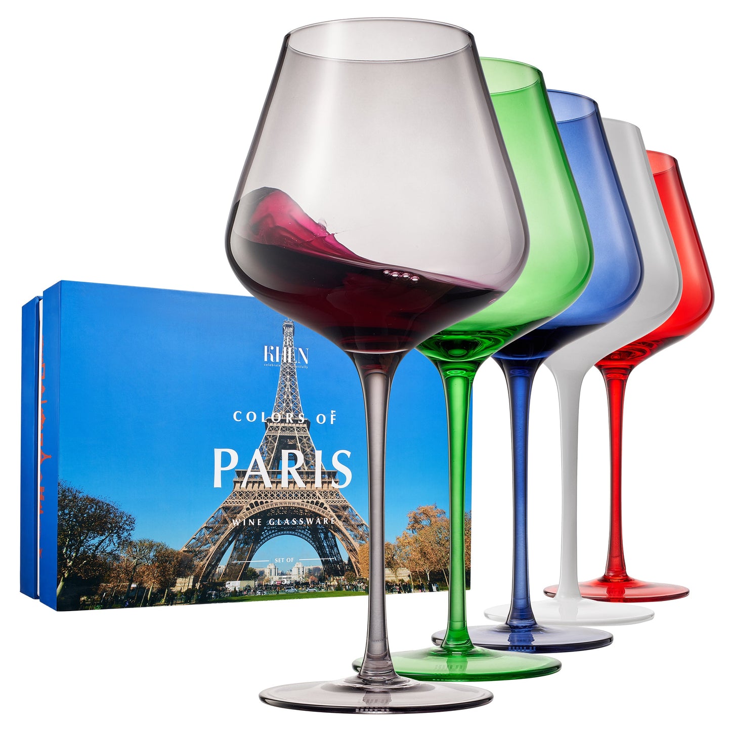 Stagioni Paris Set of Five Stemmed Wine Glasses