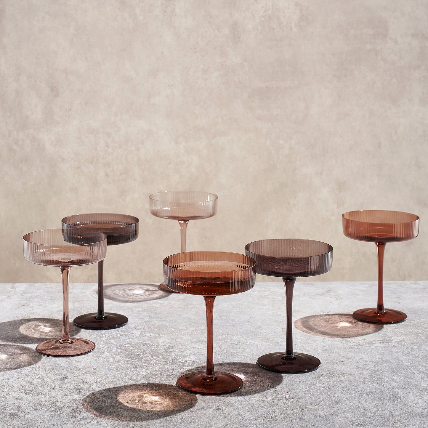 Venus Ribbed Champagne Coupe Cocktail Set of Six