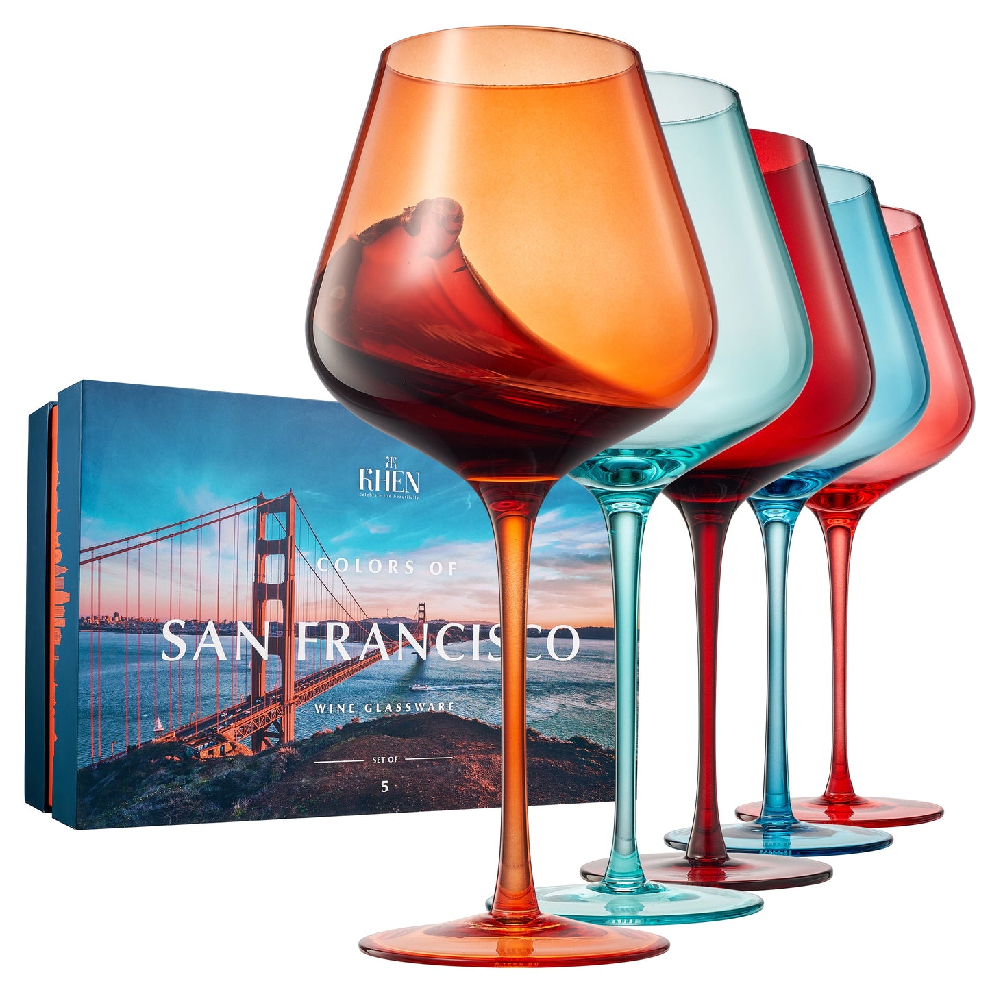 Stagioni San Francisco Set of 5 Wine Glasses