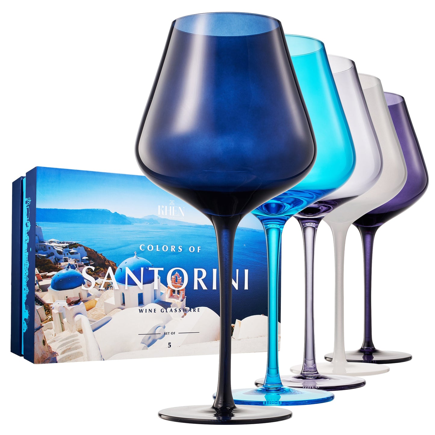 Stagioni Santorini Stemmed Wine Glasses Set of 5