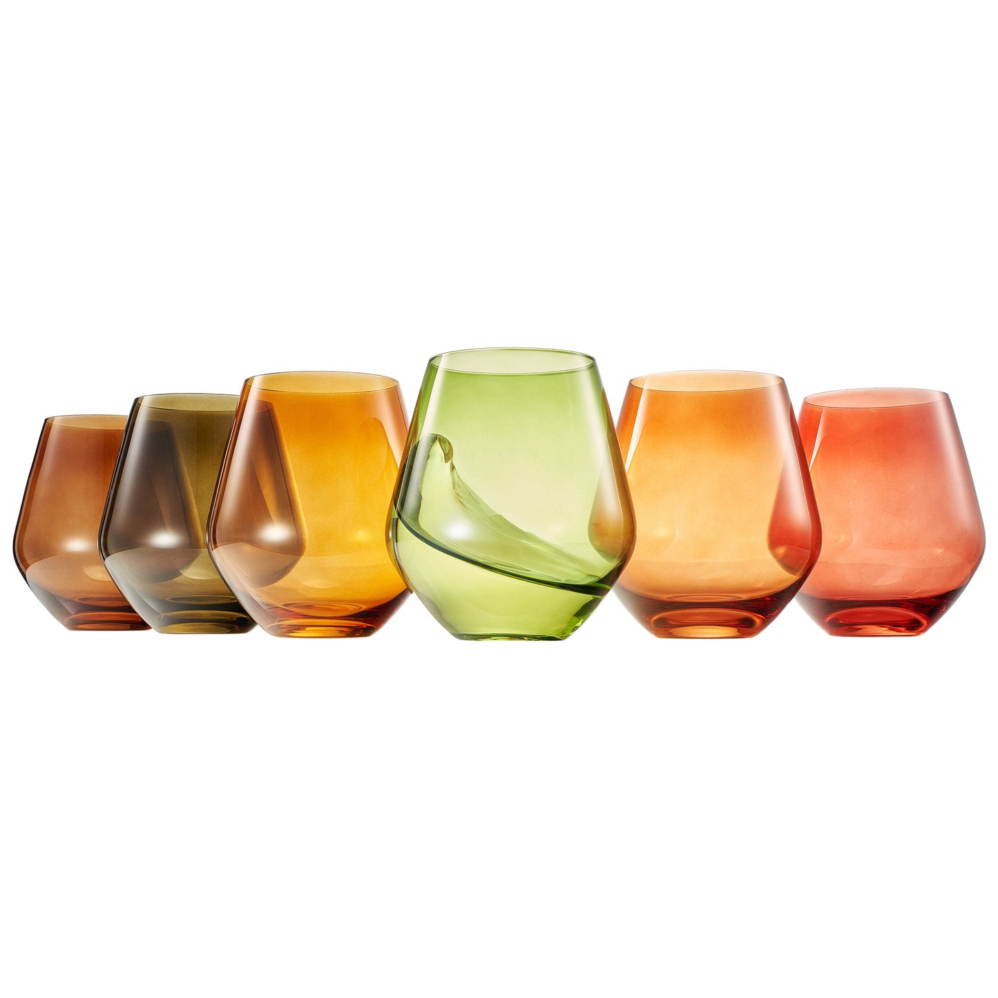 Fortuna Set Of Six Clear Stemless Wine Glasses