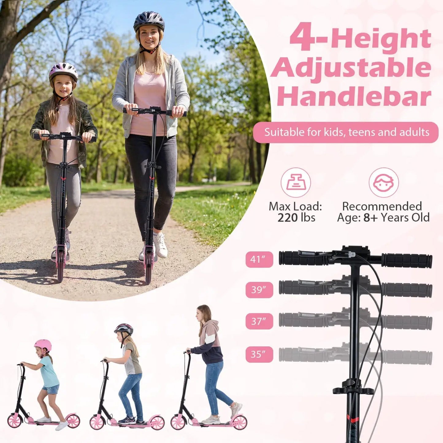 Foldable Kick Scooter for Kids Teens and Adults
