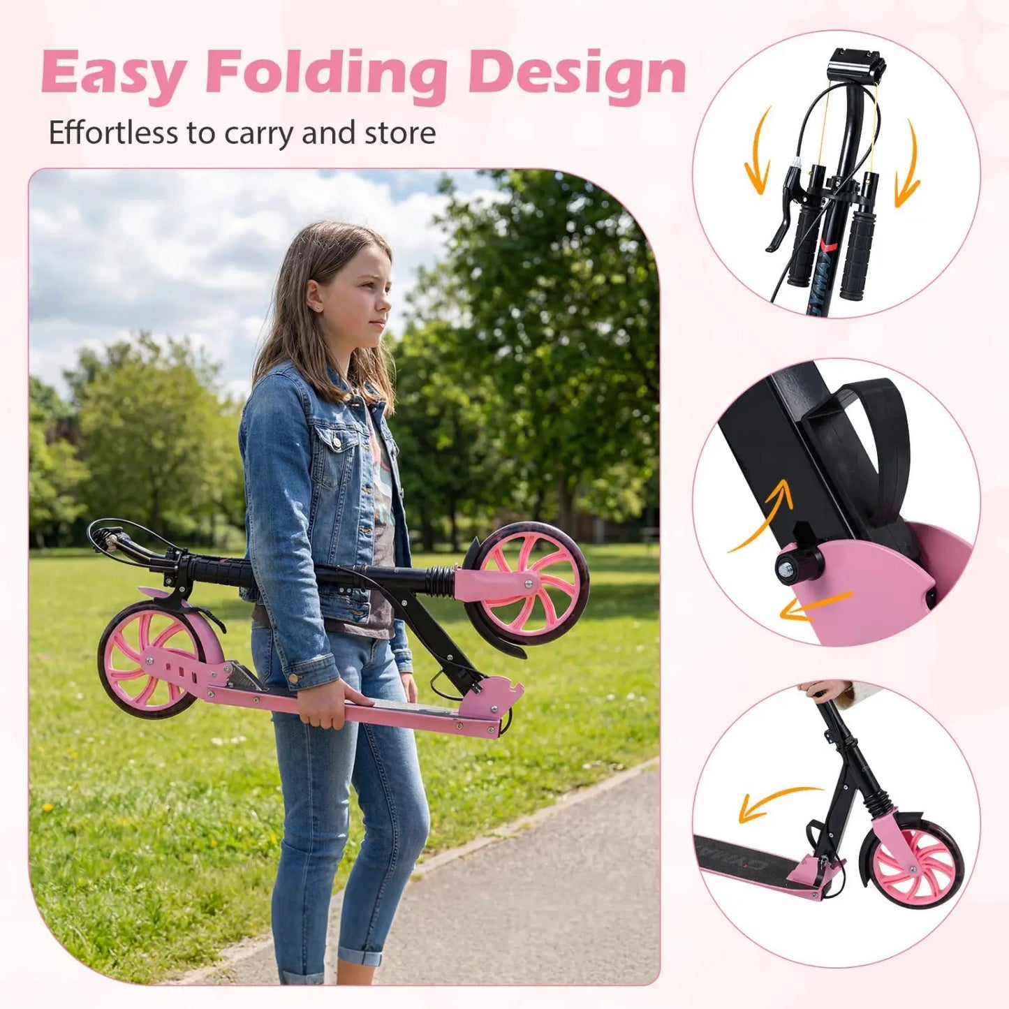 Foldable Kick Scooter for Kids Teens and Adults