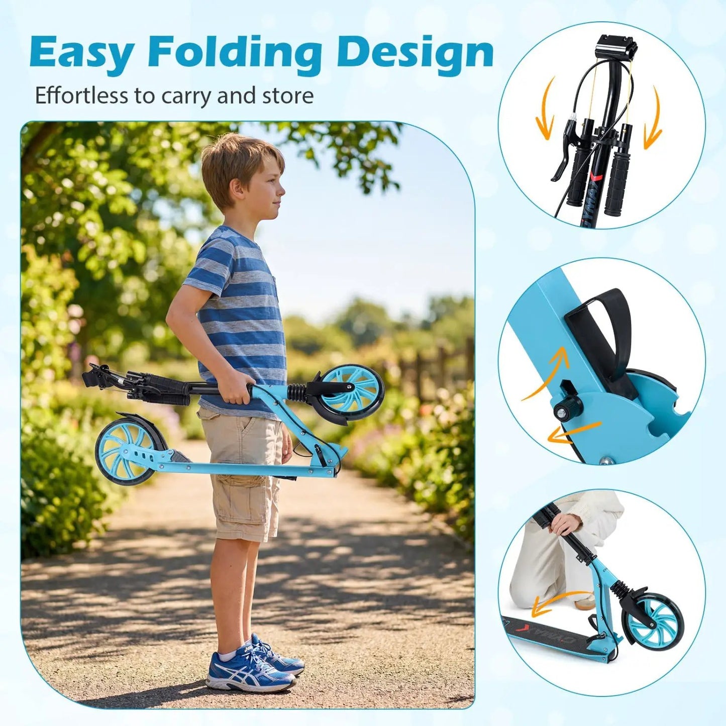 Foldable Kick Scooter for Kids Teens and Adults