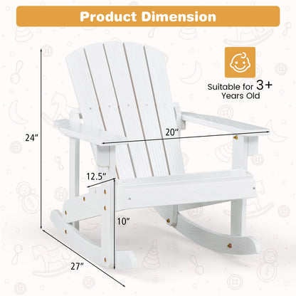 Outdoor Wooden Kid Adirondack Rocking Chair with Slatted Seat