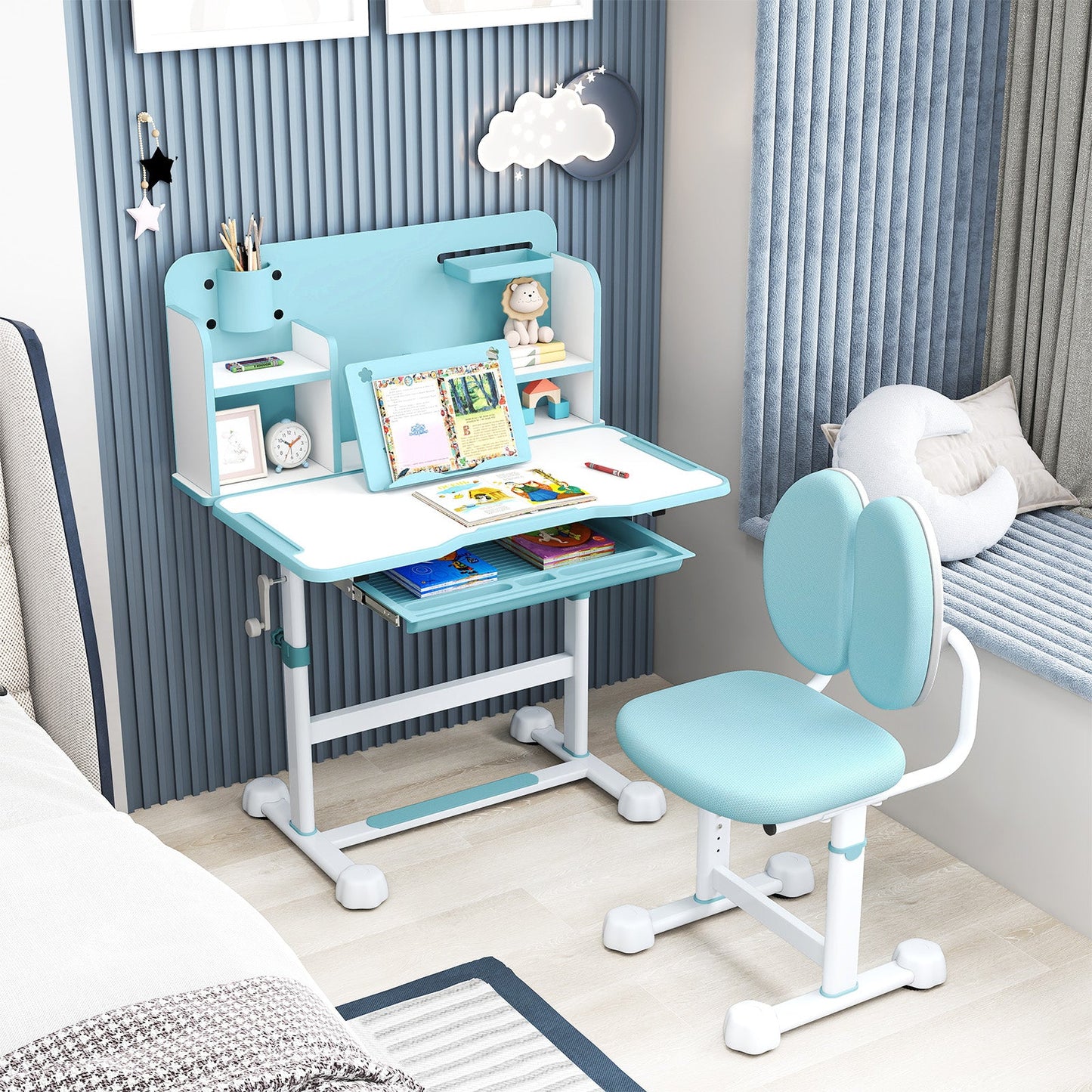 Kid's Study Desk and with Tilt Desktop and Pen Holder