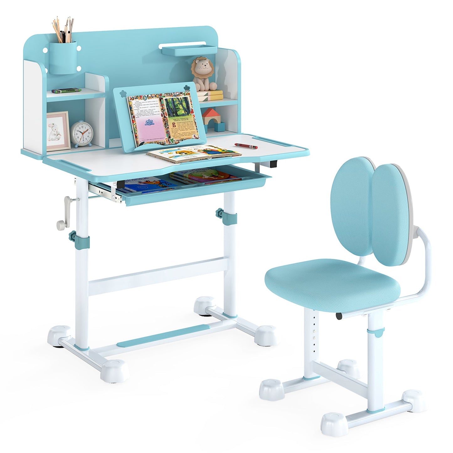 Kid's Study Desk and with Tilt Desktop and Pen Holder