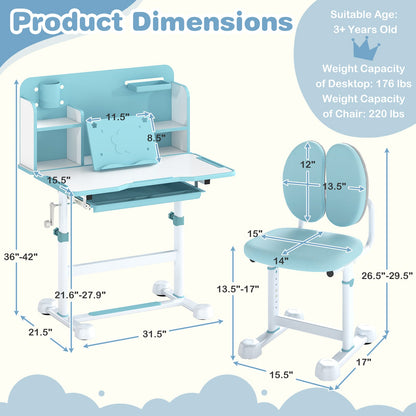 Kid's Study Desk and with Tilt Desktop and Pen Holder