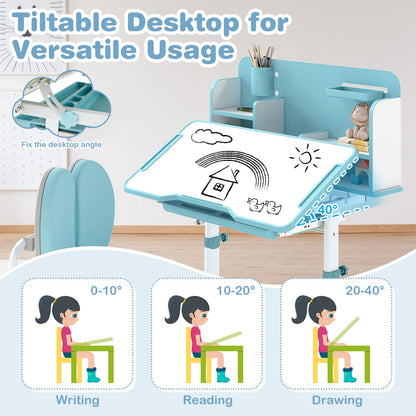 Kid's Study Desk and with Tilt Desktop and Pen Holder