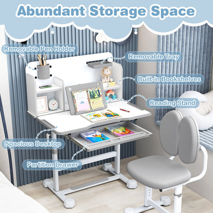 Kid's Study Desk and with Tilt Desktop and Pen Holder