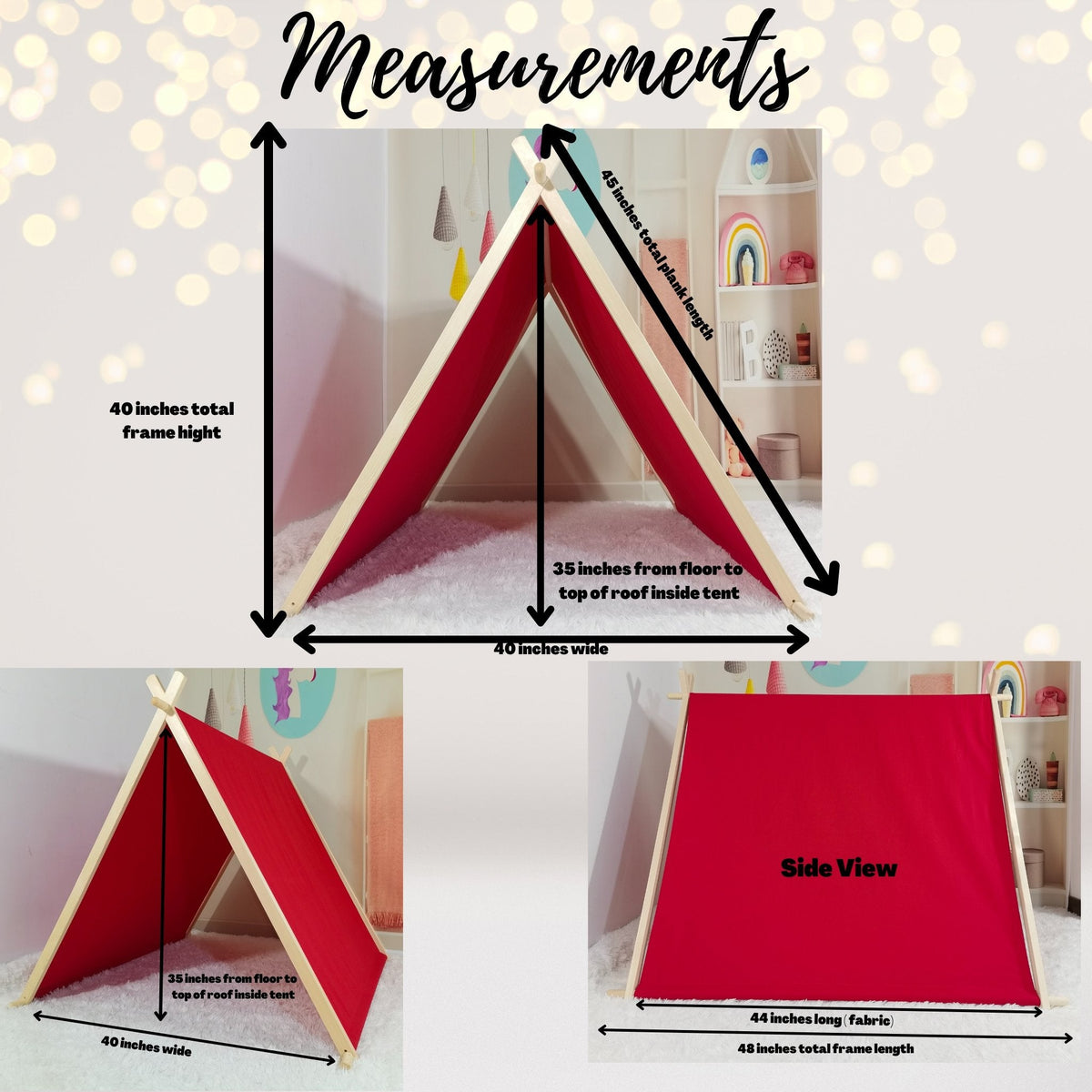 Chicky Chicky Bling Bling Kids A-Frame Sleepover Tents 4 pack red fabric panels wooden frame on Tampa Home & Garden Store