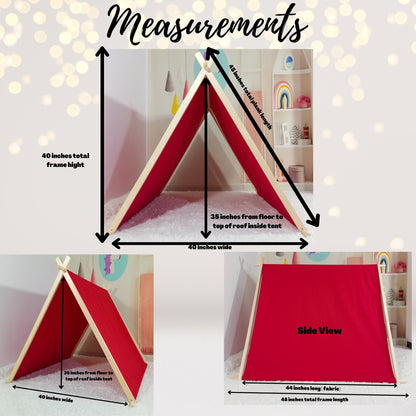 Chicky Chicky Bling Bling Kids A-Frame Sleepover Tents 4 pack red fabric panels wooden frame on Tampa Home & Garden Store