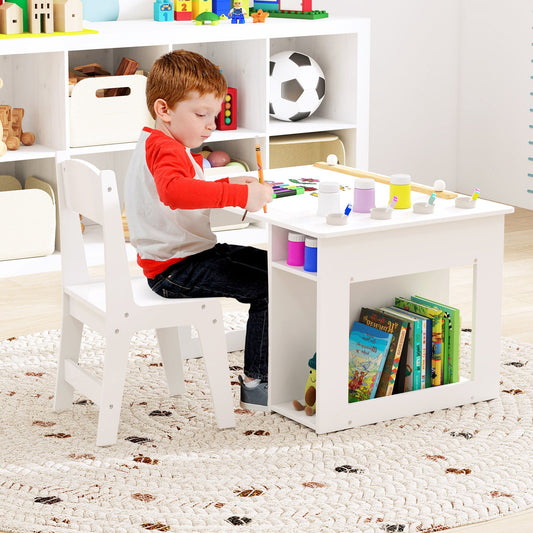 Kids Art Table and Chair Set Toddler Craft Drawing Desk-White - Tampa Home & Garden Store