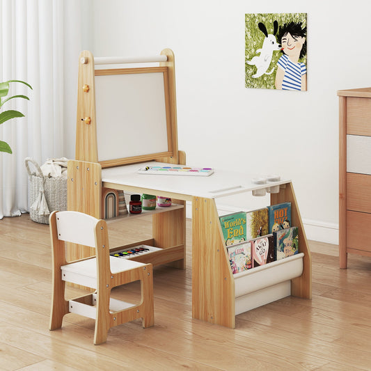 Kids Art Table and Chair Set with Easel and Chair for Drawing Reading - Tampa Home & Garden Store