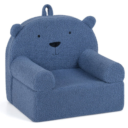 Kids Bear Sofa Toddler Foam Couch with Soft Fleece Fabric Cover