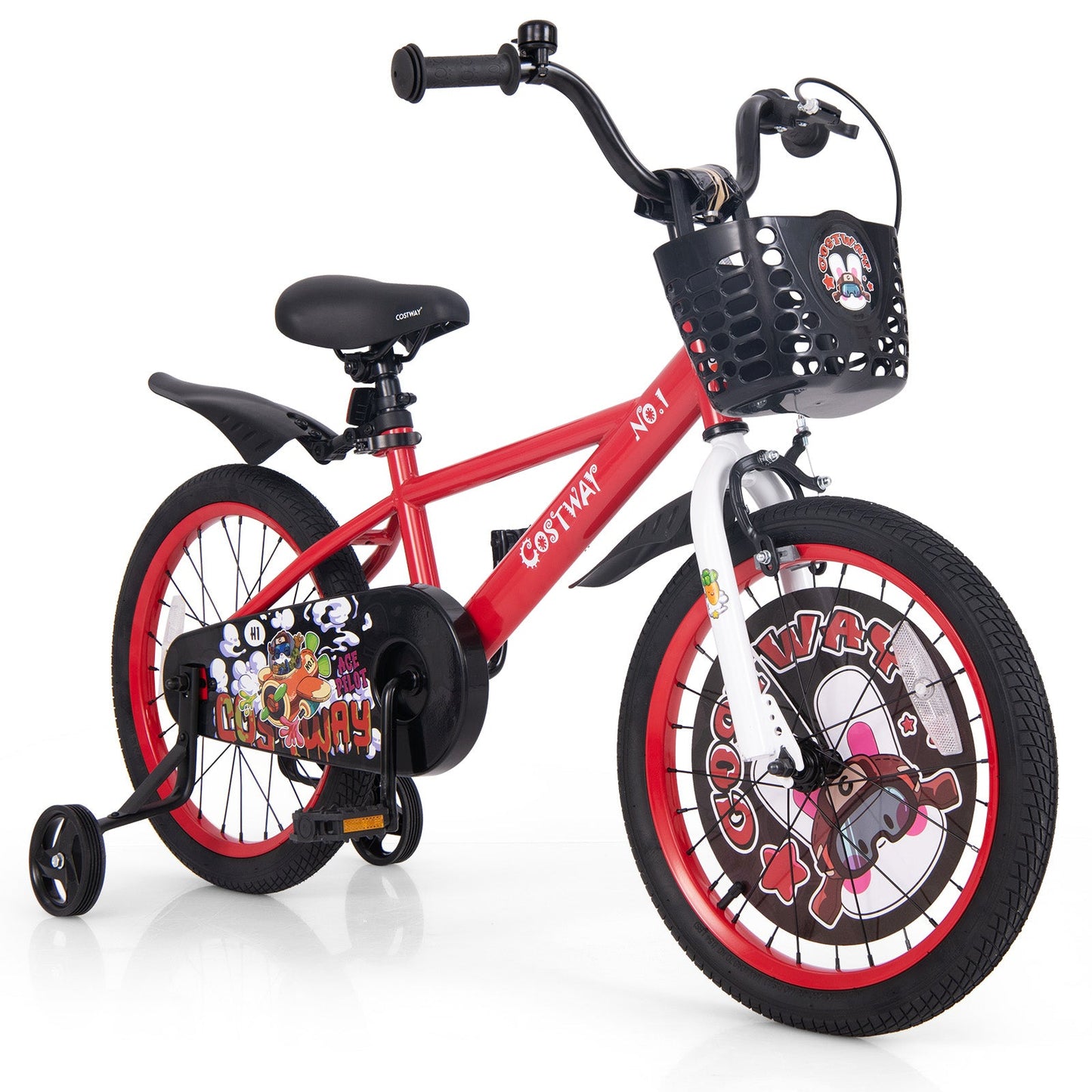 12 Inch Kids Bike Adjustable with Storage Basket and Double Brake for 3-4 Years Old-12 inches