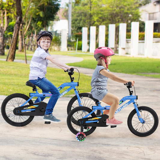 16 Inch Kids Bike LED Lighted Adjustable with Training Wheels for 4-7 Years Old Kids-16 inches - Tampa Home & Garden Store