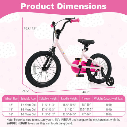 Kids Bike for 3-7 Years Old Boys and Girls 12/14/16-Inch Children Bicycle