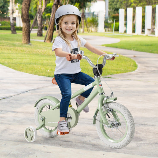 Kids Bike with Adjustable Handlebar and Saddle Green - Tampa Home & Garden Store