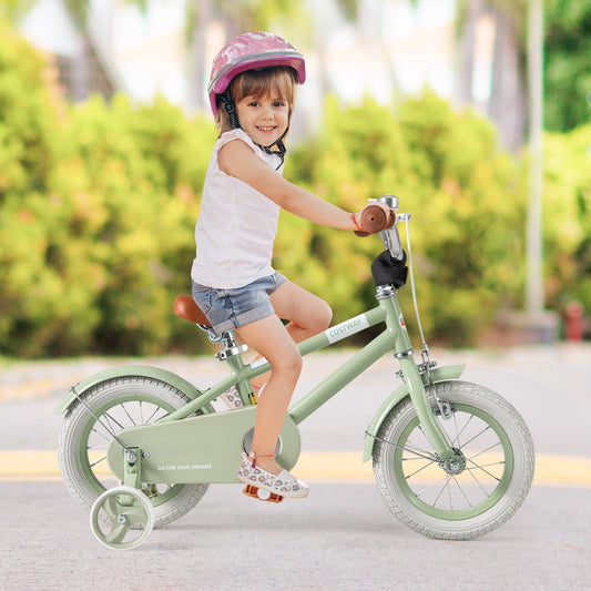 Kids Bike with Adjustable Handlebar and Saddle Green - Tampa Home & Garden Store