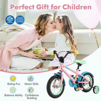 Kids Bike with Adjustable Handlebar and Saddle Pink
