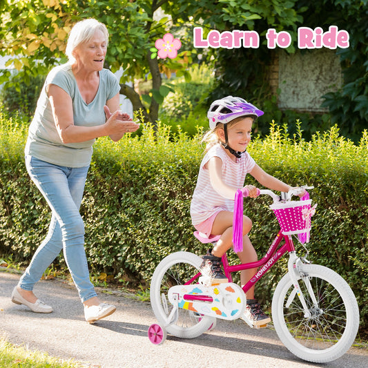 Kids Bicycle 18 Inch Toddler and Kids Bike with Training Wheels for 6-8 Year Old Kids-Pink - Tampa Home & Garden Store