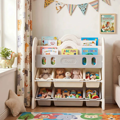 Kids Bookshelf and Toy Storage Organizer