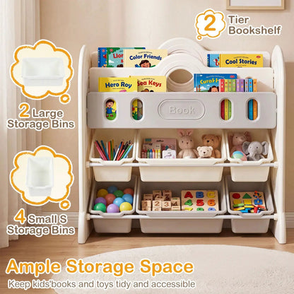 Kids Bookshelf and Toy Storage Organizer
