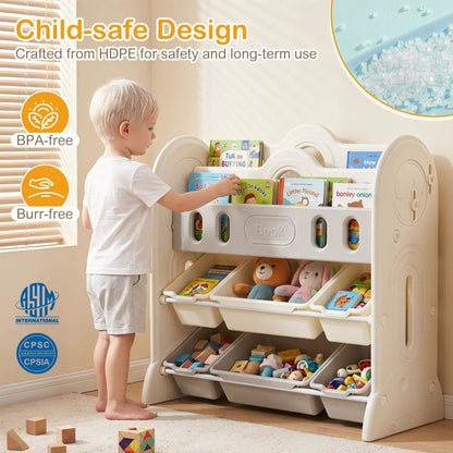 Kids Bookshelf and Toy Storage Organizer