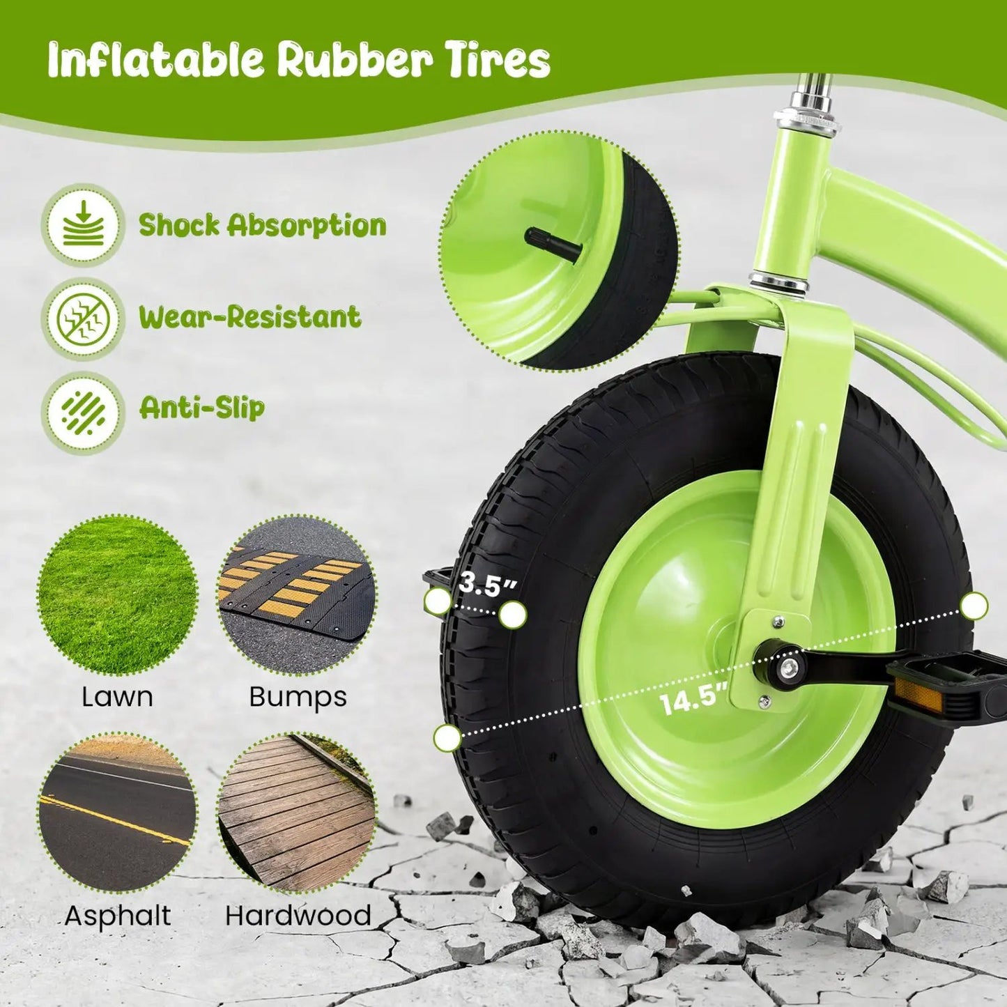 Kids Carbon Steel Bike 15 Inch Inflatable Tires