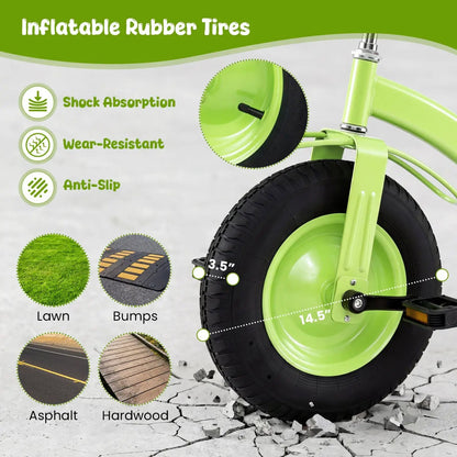 Kids Carbon Steel Bike 15 Inch Inflatable Tires