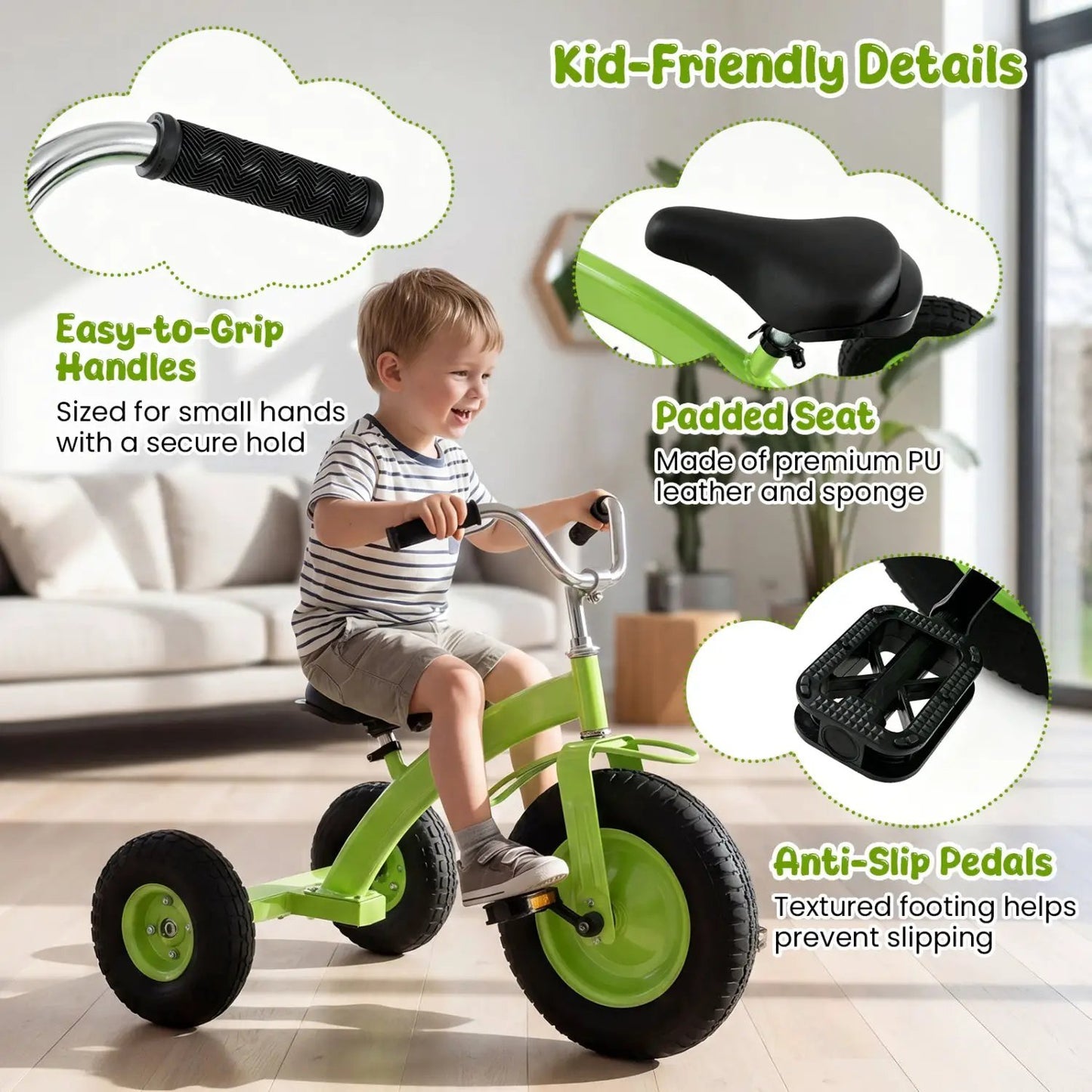 Kids Carbon Steel Bike 15 Inch Inflatable Tires