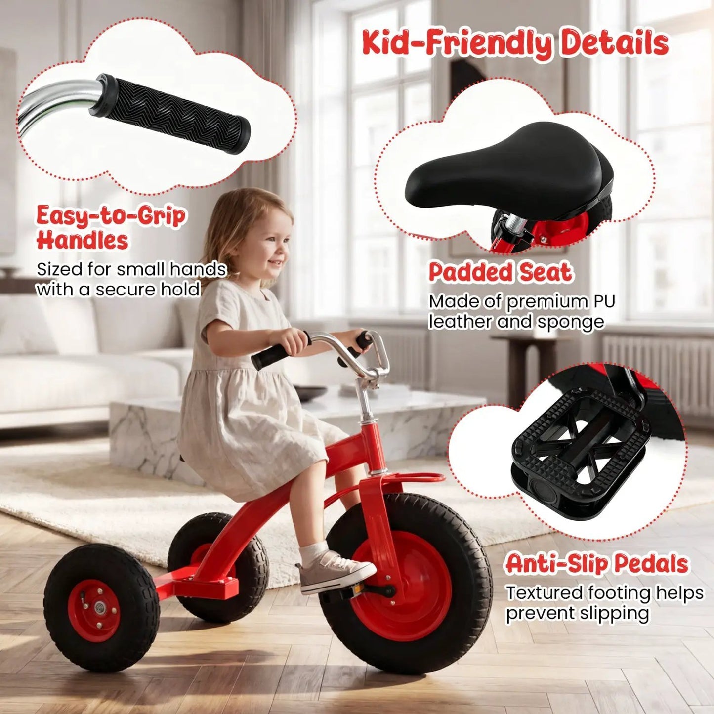 Kids Carbon Steel Bike 15 Inch Inflatable Tires