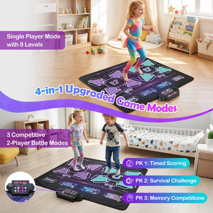 Electronic Kids Dance Mat by DirectDeals; black/purple LED mat with 8 songs and 4in1 game modes on Tampa Home & Garden Store