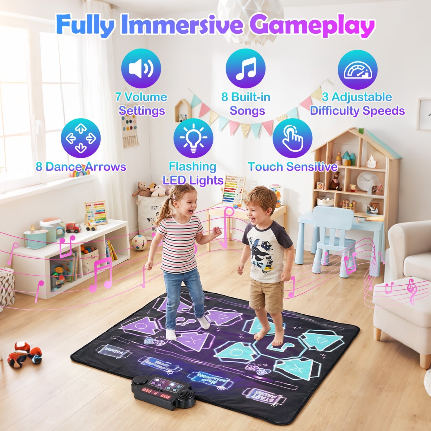 Dance Mat DirectDeals electronic kids mat with 8 songs and LED lights, black/purple on Tampa Home & Garden Store