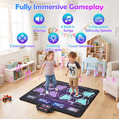 Dance Mat DirectDeals electronic kids mat with 8 songs and LED lights, black/purple on Tampa Home & Garden Store