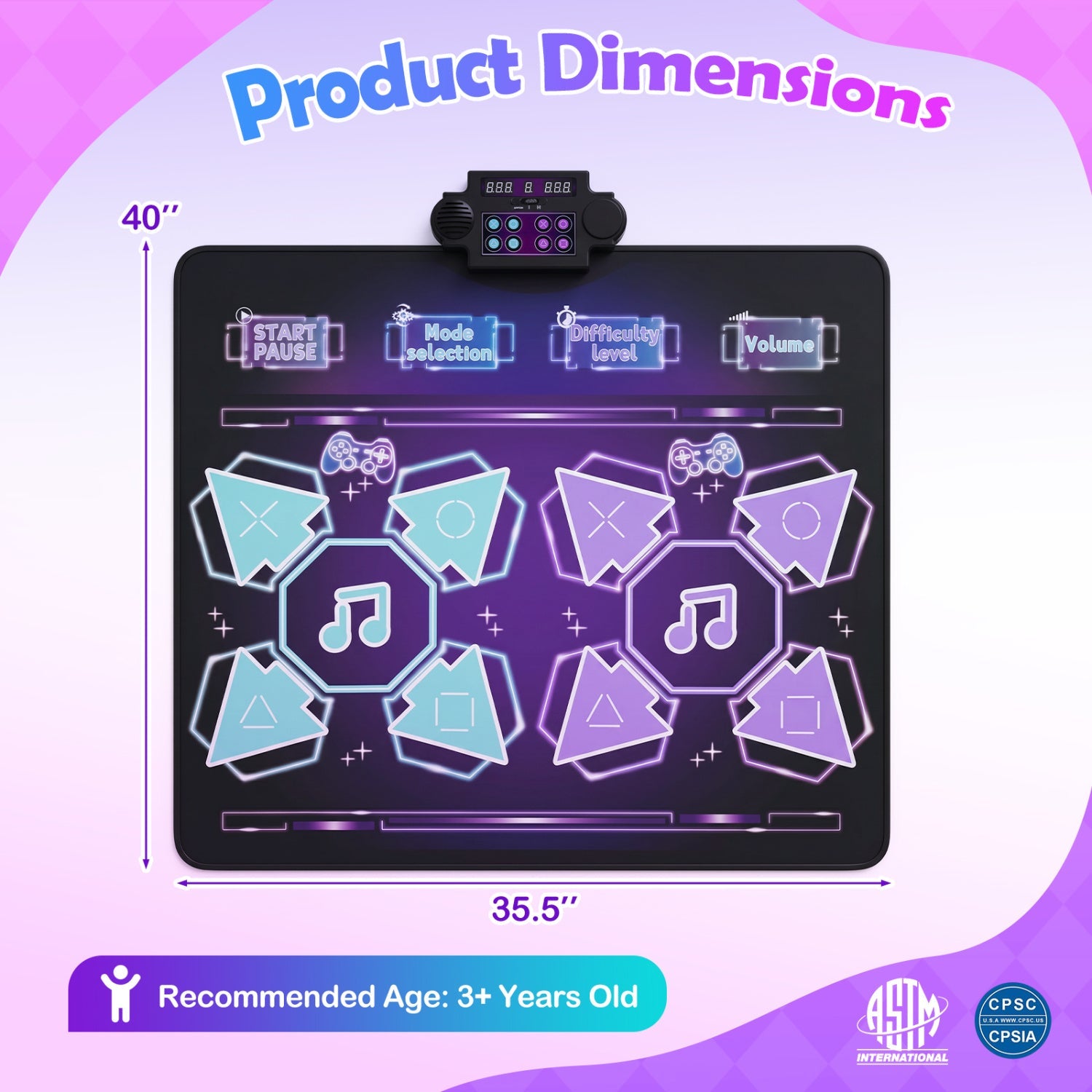 DirectDeals Electronic Kids Dance Mat with LED lights and 8 songs, 35.5x40 in on Tampa Home & Garden Store