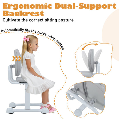 Kids Desk Chair Children Study Chair with Double Back Support and Adjustable Height