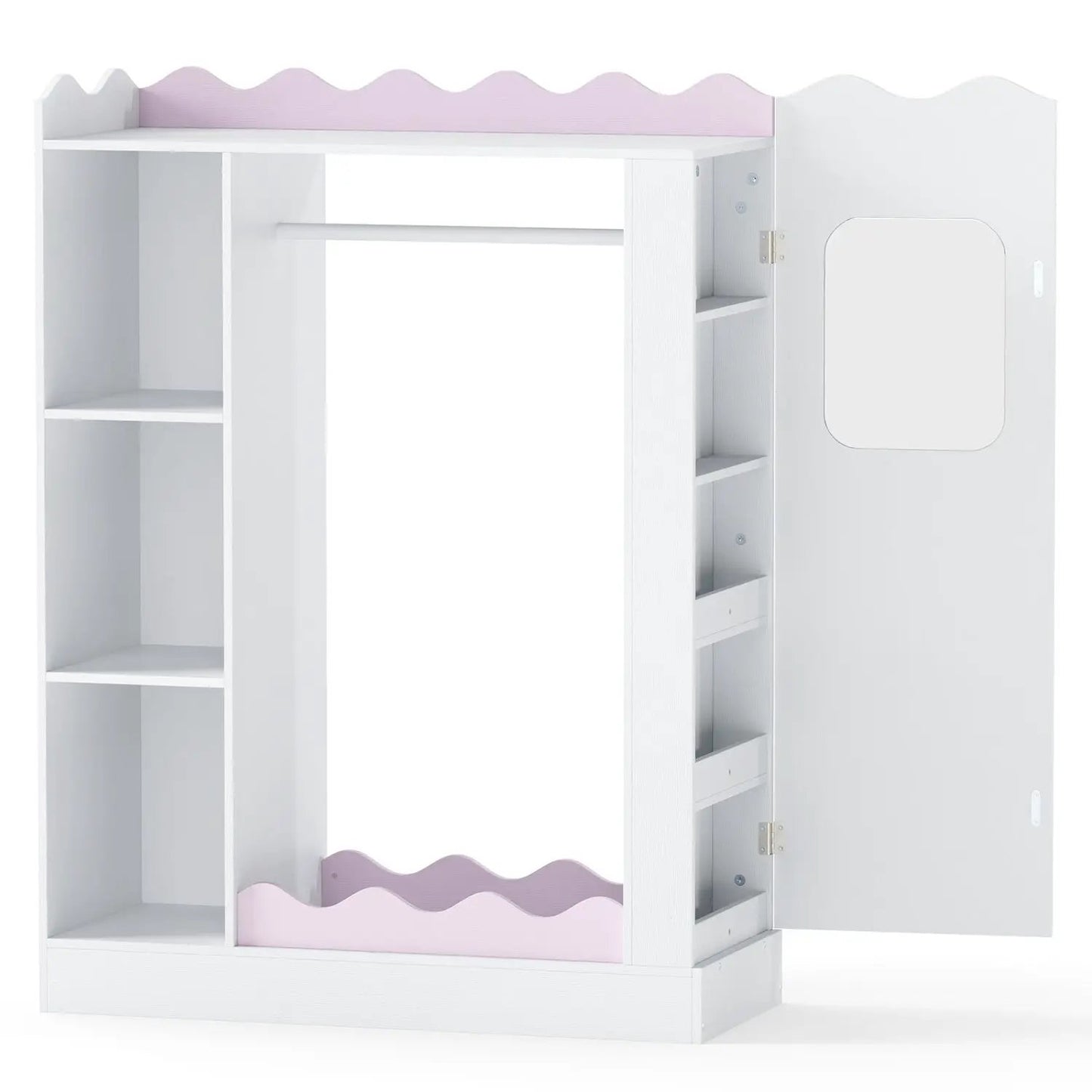 Kids Dress Up Storage With Mirror and Rack Pink
