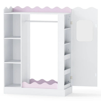 Kids Dress Up Storage With Mirror and Rack Pink