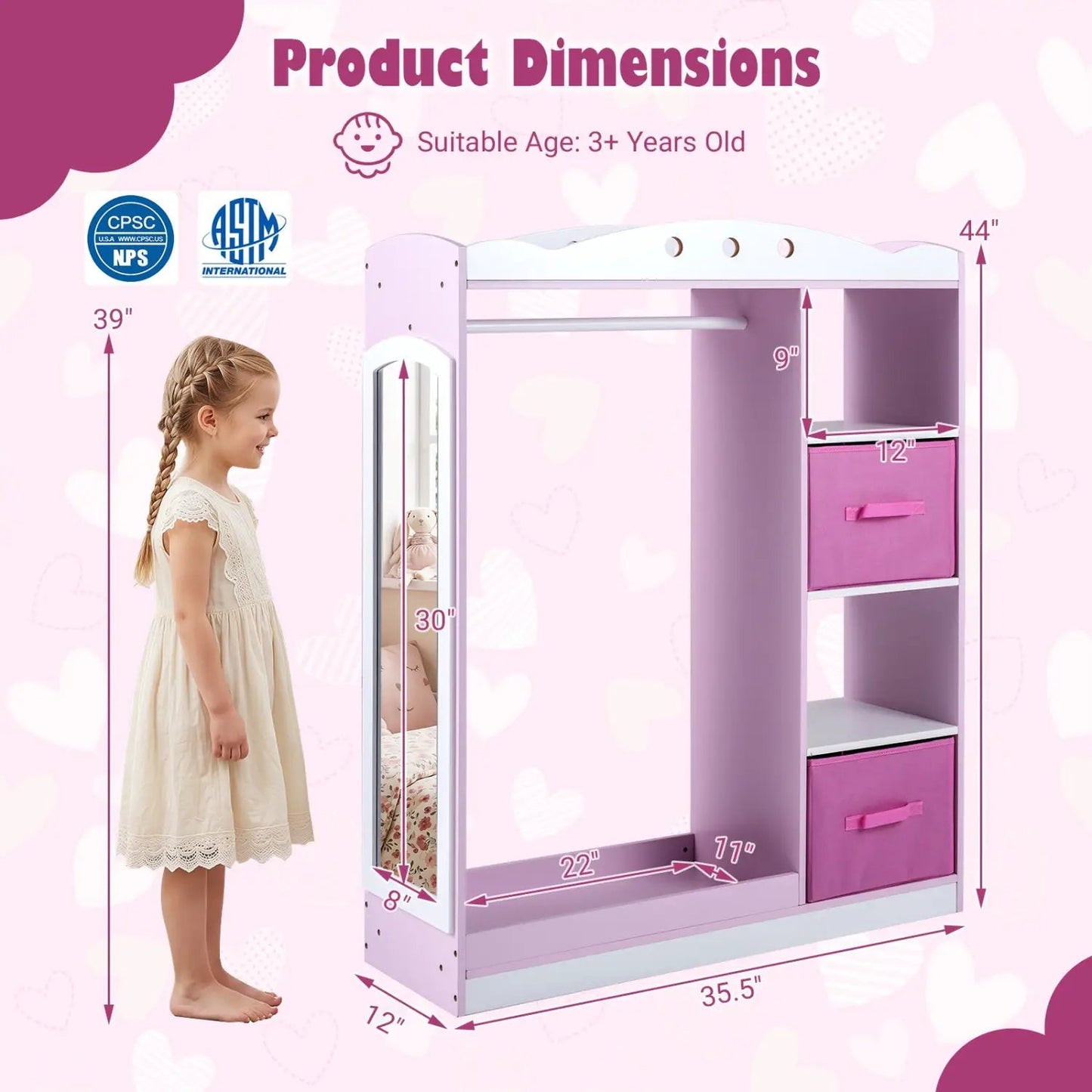 Kids Dress Up Storage with Full Length Mirror