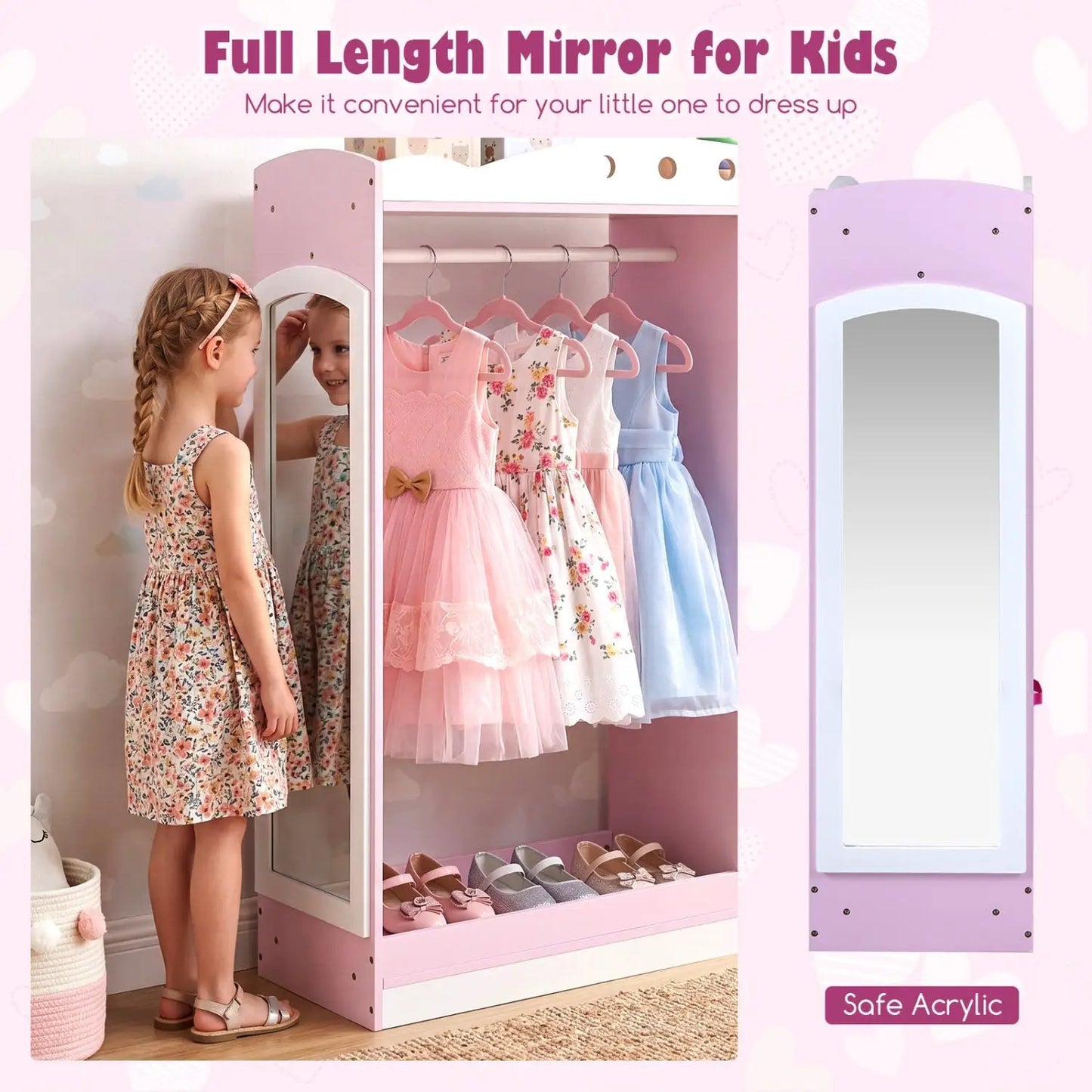 Kids Dress Up Storage with Full Length Mirror
